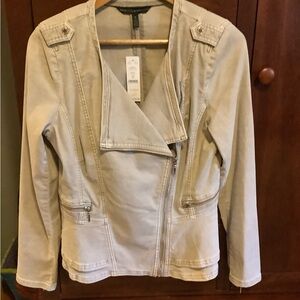 White House Black Market Beige Utility Moto Jacket